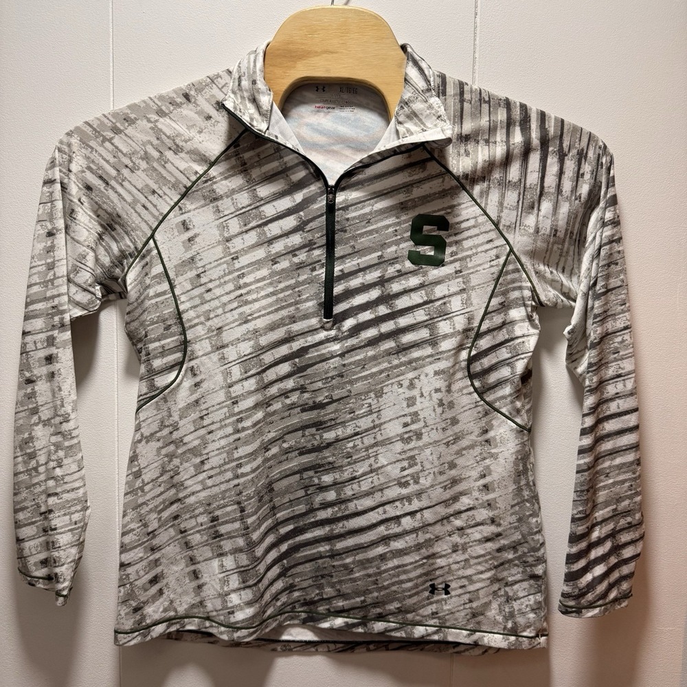 Under Armour Michigan State Spartans 1/4‎ Zip Women's Size XL Green MSU Pullover